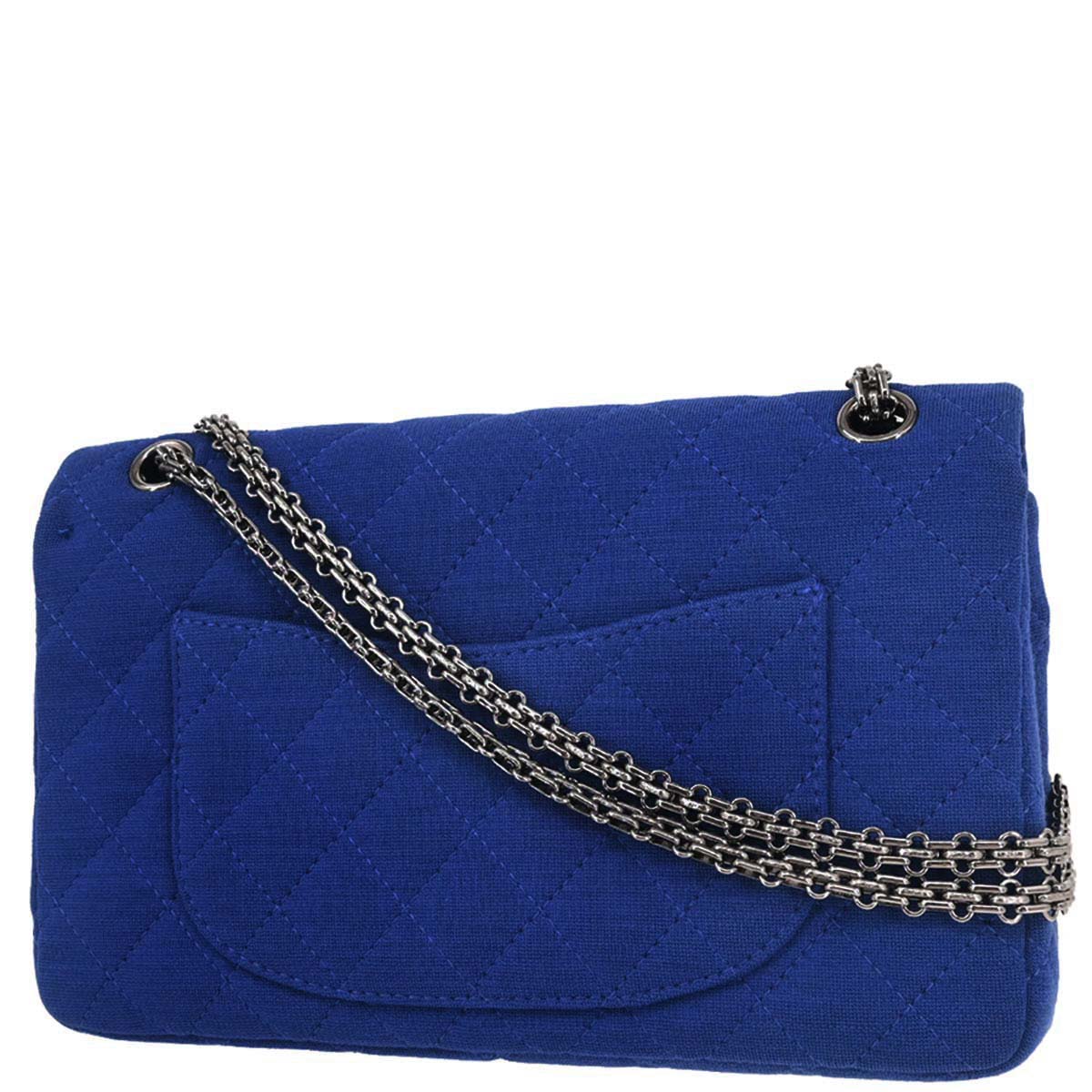 Chanel 2012-2013 Blue Cotton 2.55 Classic Flap Shoulder Bag