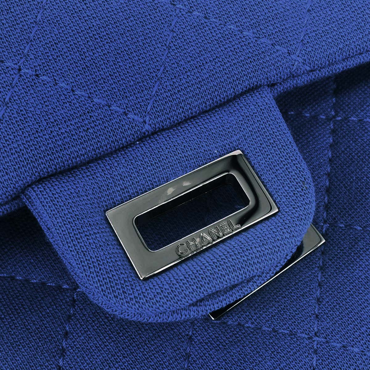 Chanel 2012-2013 Blue Cotton 2.55 Classic Flap Shoulder Bag