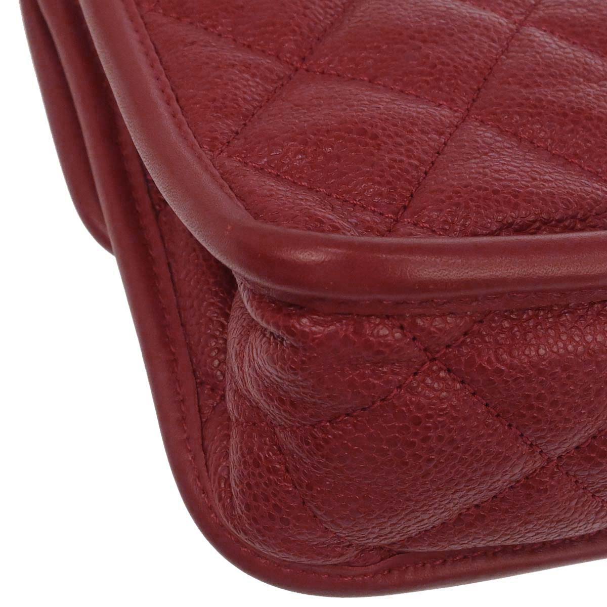 Chanel 2012-2013 Red Caviar Skin French Riviera Shoulder Bag