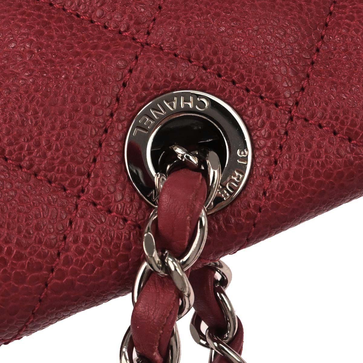 Chanel 2012-2013 Red Caviar Skin French Riviera Shoulder Bag