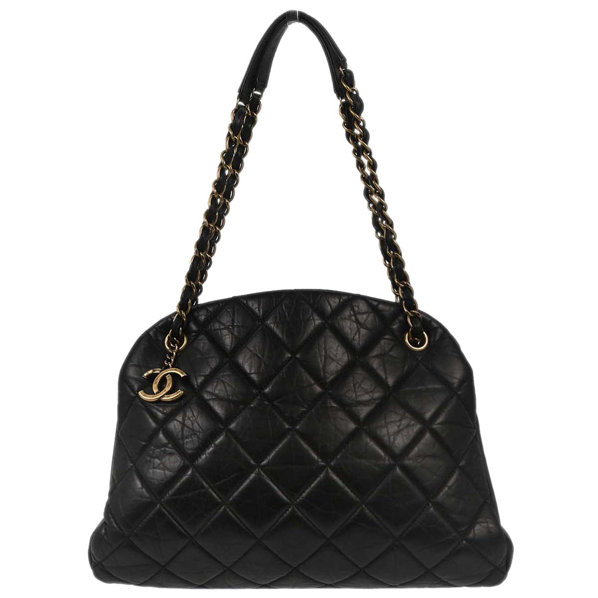 Chanel Black Calfskin Large Mademoiselle Bowling Bag