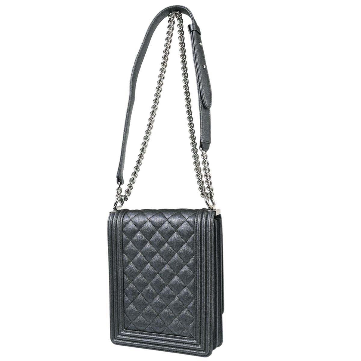 Boy Chanel 2019 Metallic Silver Caviar Skin North South Boy Flap Shoulder Bag