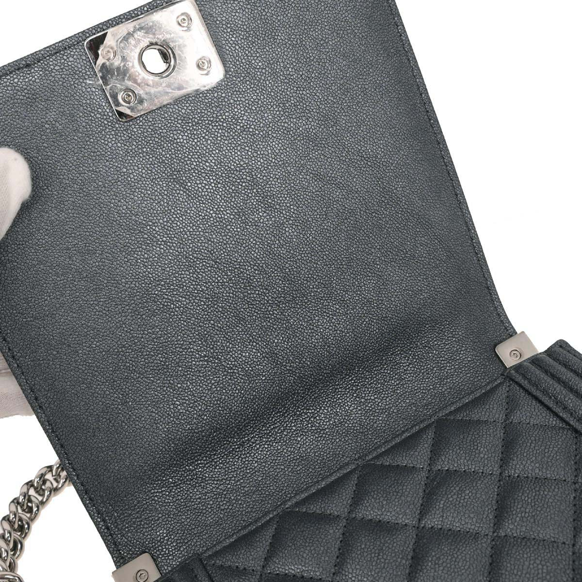 Boy Chanel 2019 Metallic Silver Caviar Skin North South Boy Flap Shoulder Bag