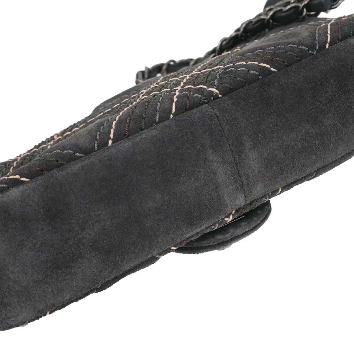 Chanel 2013-2014 Gray Suede Paris-Edinburgh Saltire Single Flap Shoulder Bag