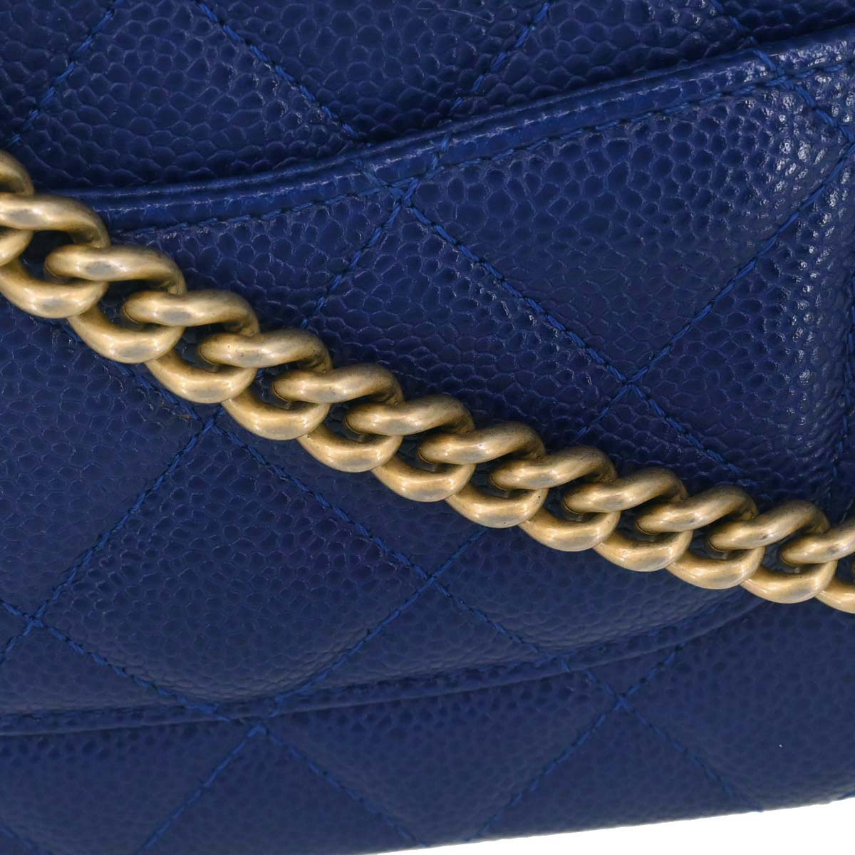 Chanel 2017-2018 Blue Caviar Skin Coco Handle 2way Shoulder Handbag