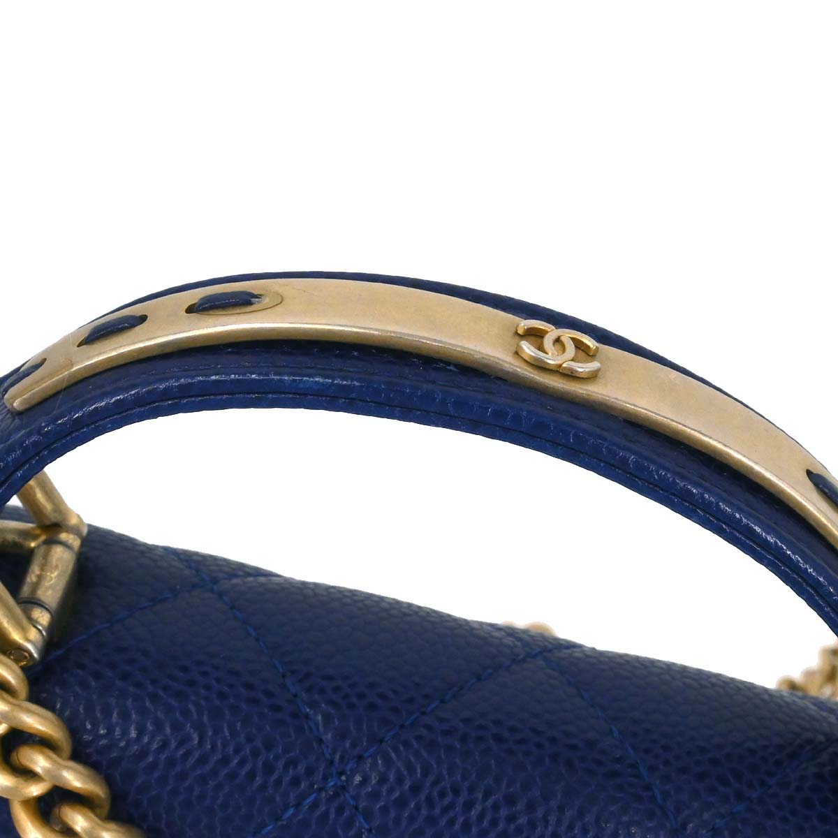 Chanel 2017-2018 Blue Caviar Skin Coco Handle 2way Shoulder Handbag