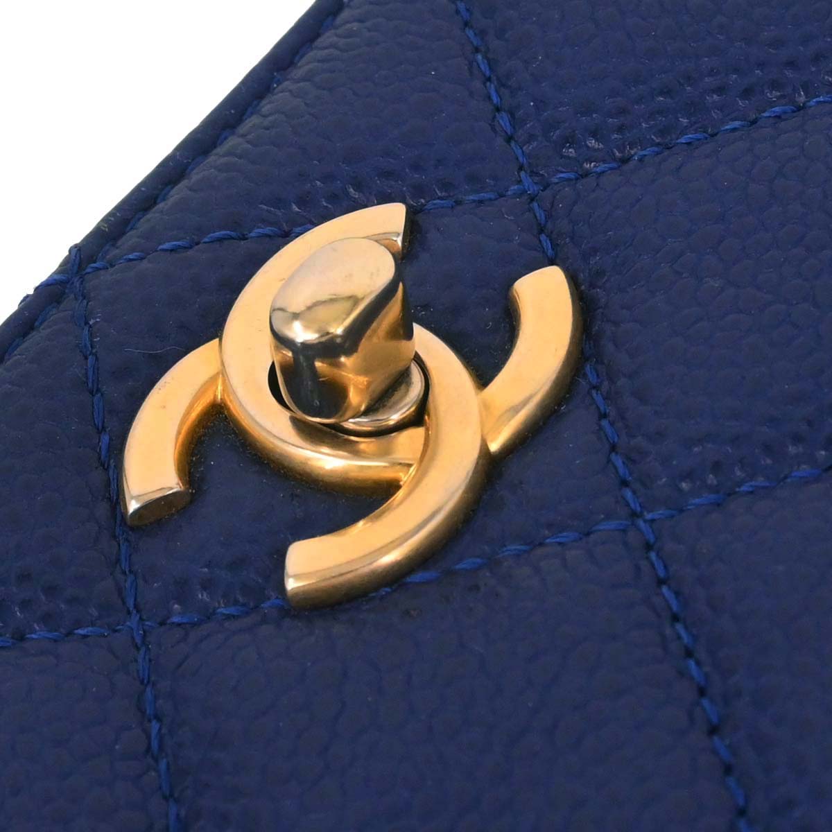 Chanel 2017-2018 Blue Caviar Skin Coco Handle 2way Shoulder Handbag