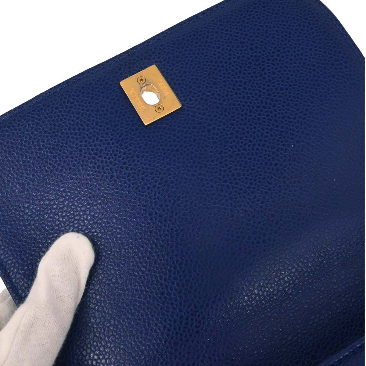 Chanel 2017-2018 Blue Caviar Skin Coco Handle 2way Shoulder Handbag