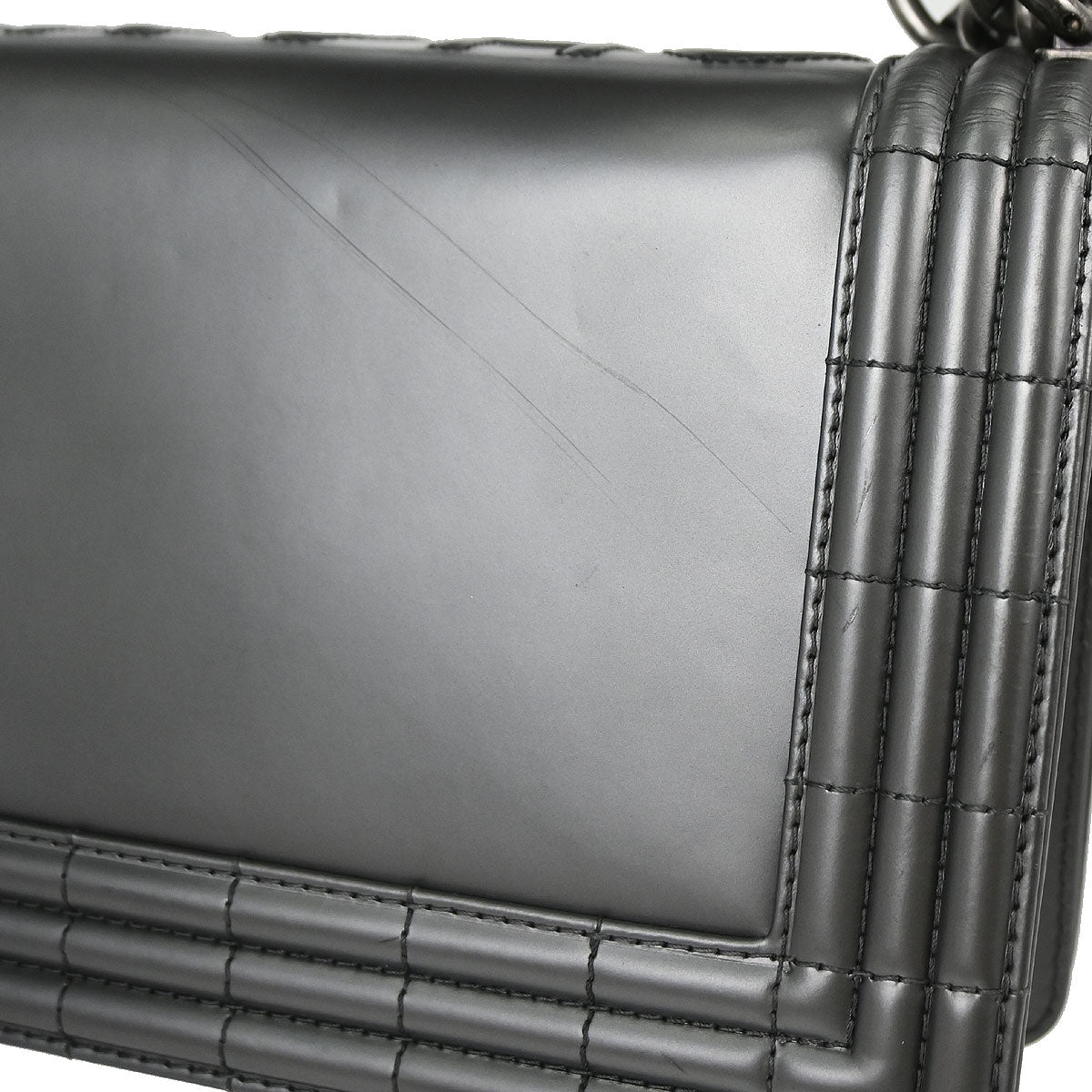 Boy Chanel Gray Patent Leather Medium Shoulder Bag
