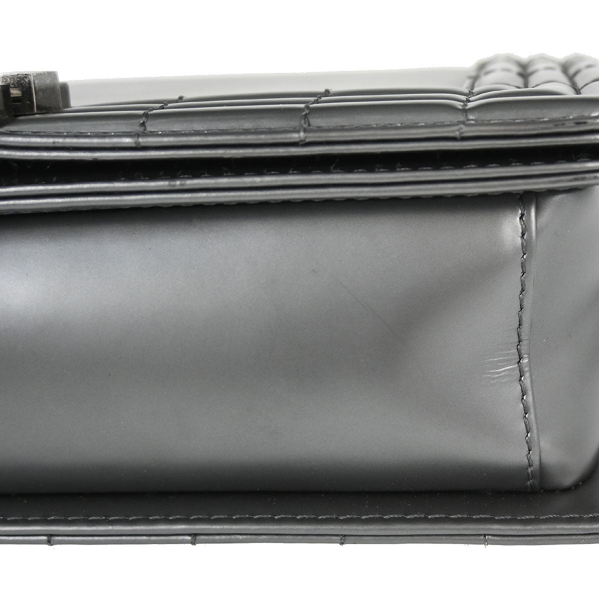 Boy Chanel Gray Patent Leather Medium Shoulder Bag