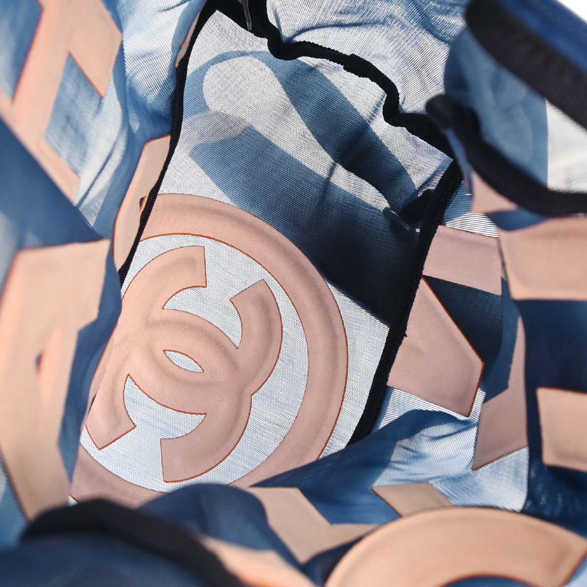 Chanel 2019 Blue Nylon Mesh Doudoune Logo Backpack