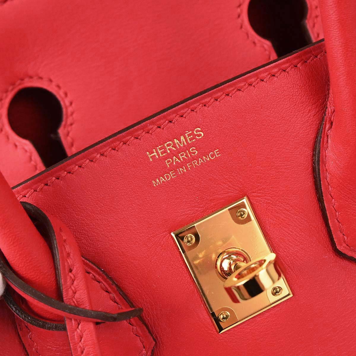 Hermes Rouge Vif Swift Birkin 25 Handbag