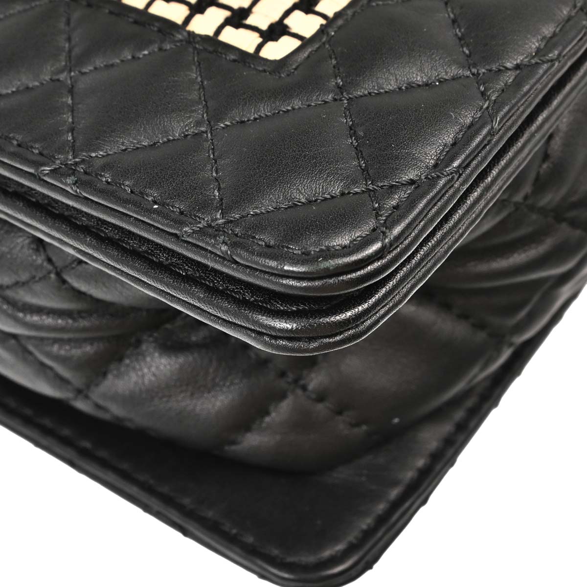 Boy Reverso Chanel Black Beige Lambskin Medium Shoulder Bag