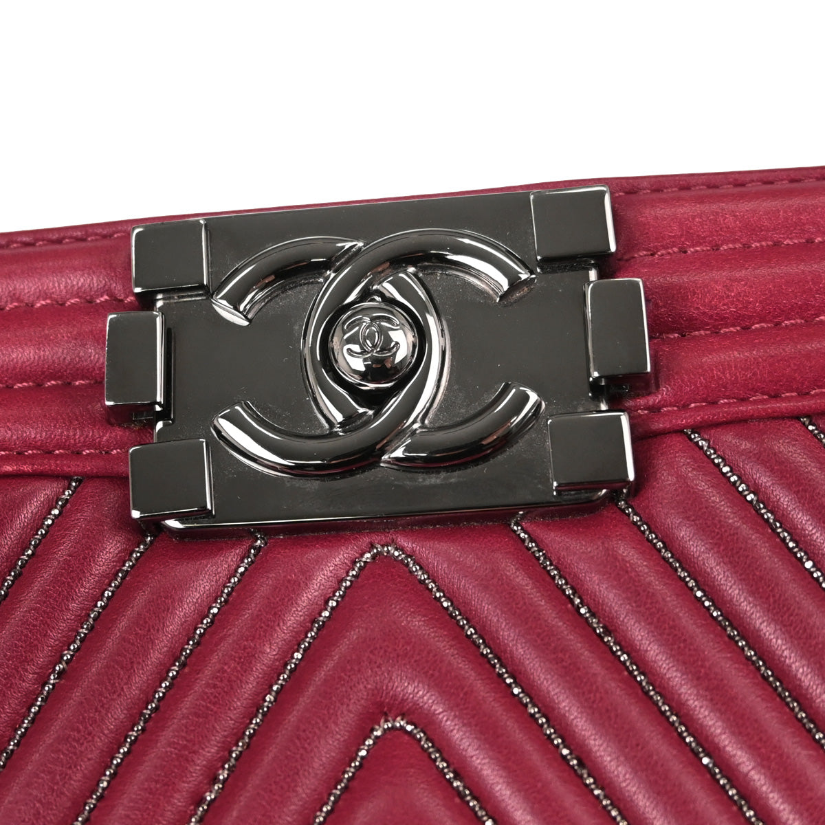 Boy Chanel 2014-2015 Red Lambskin Chevron Small Chain Shoulder Ba