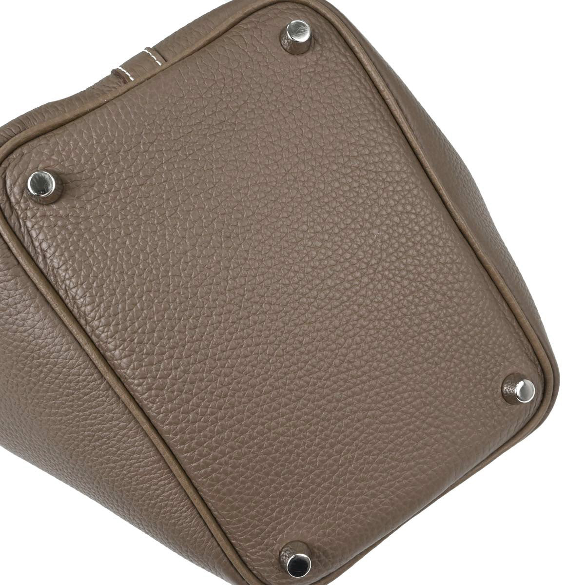 Hermes Etoupe Gray Taurillon Clemence Picotin Lock 18 PM Handbag
