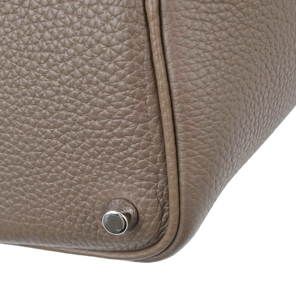 Hermes Etoupe Gray Taurillon Clemence Picotin Lock 18 PM Handbag