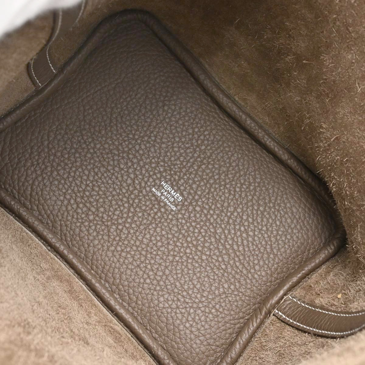 Hermes Etoupe Gray Taurillon Clemence Picotin Lock 18 PM Handbag