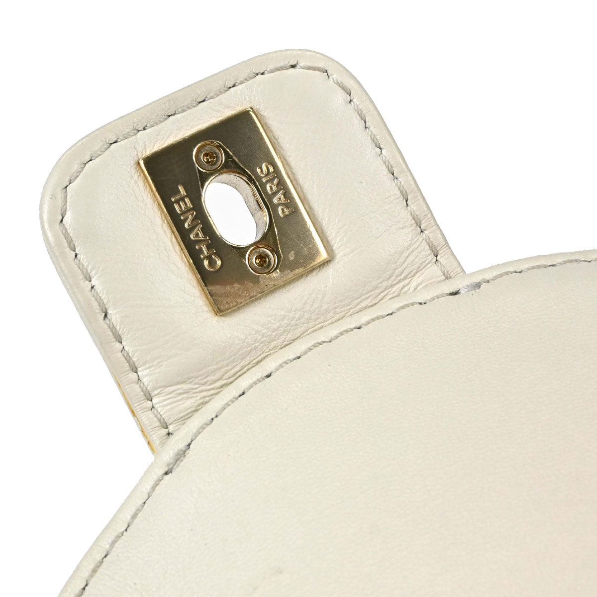 Chanel White Lambskin Bucket Chain Shoulder Bag