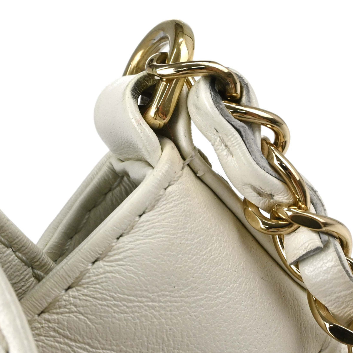 Chanel White Lambskin Bucket Chain Shoulder Bag