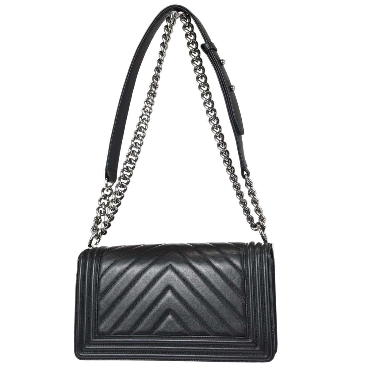 Boy Chanel Black Lambskin Chevron Medium Shoulder Bag