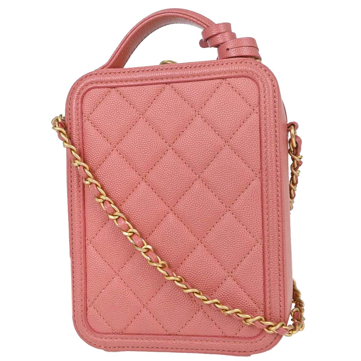 Chanel Pink Caviar Skin CC Filigree 2way Shoulder Vanity Handbag