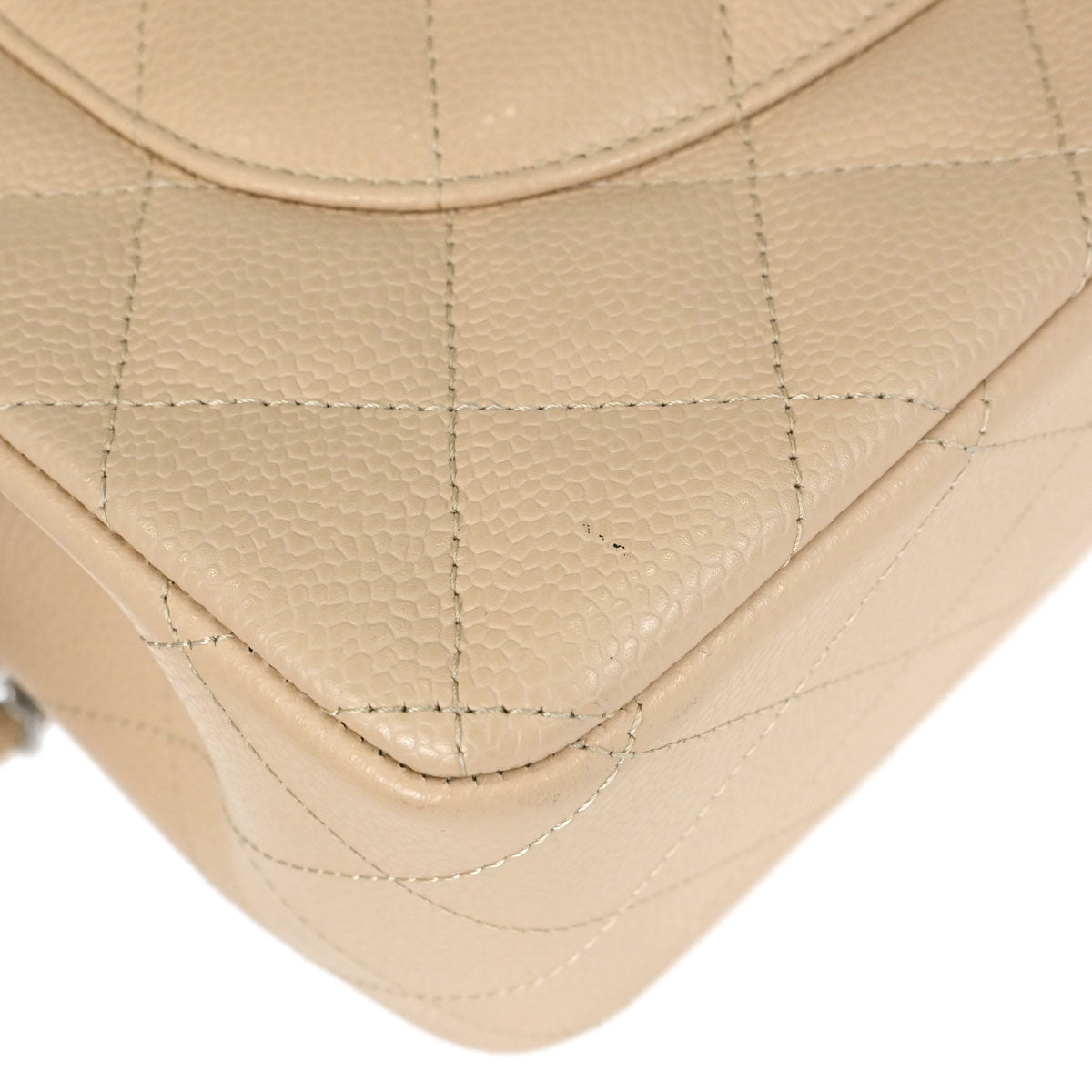 Chanel 2012 Beige Caviar Skin Jumbo Classic Double Flap Shoulder Bag