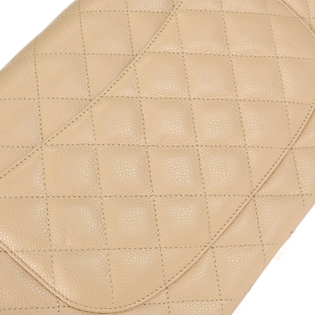 Chanel 2012 Beige Caviar Skin Jumbo Classic Double Flap Shoulder Bag