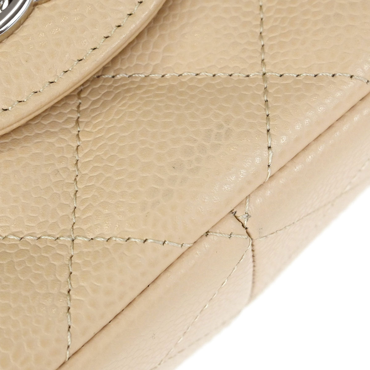 Chanel 2012 Beige Caviar Skin Jumbo Classic Double Flap Shoulder Bag