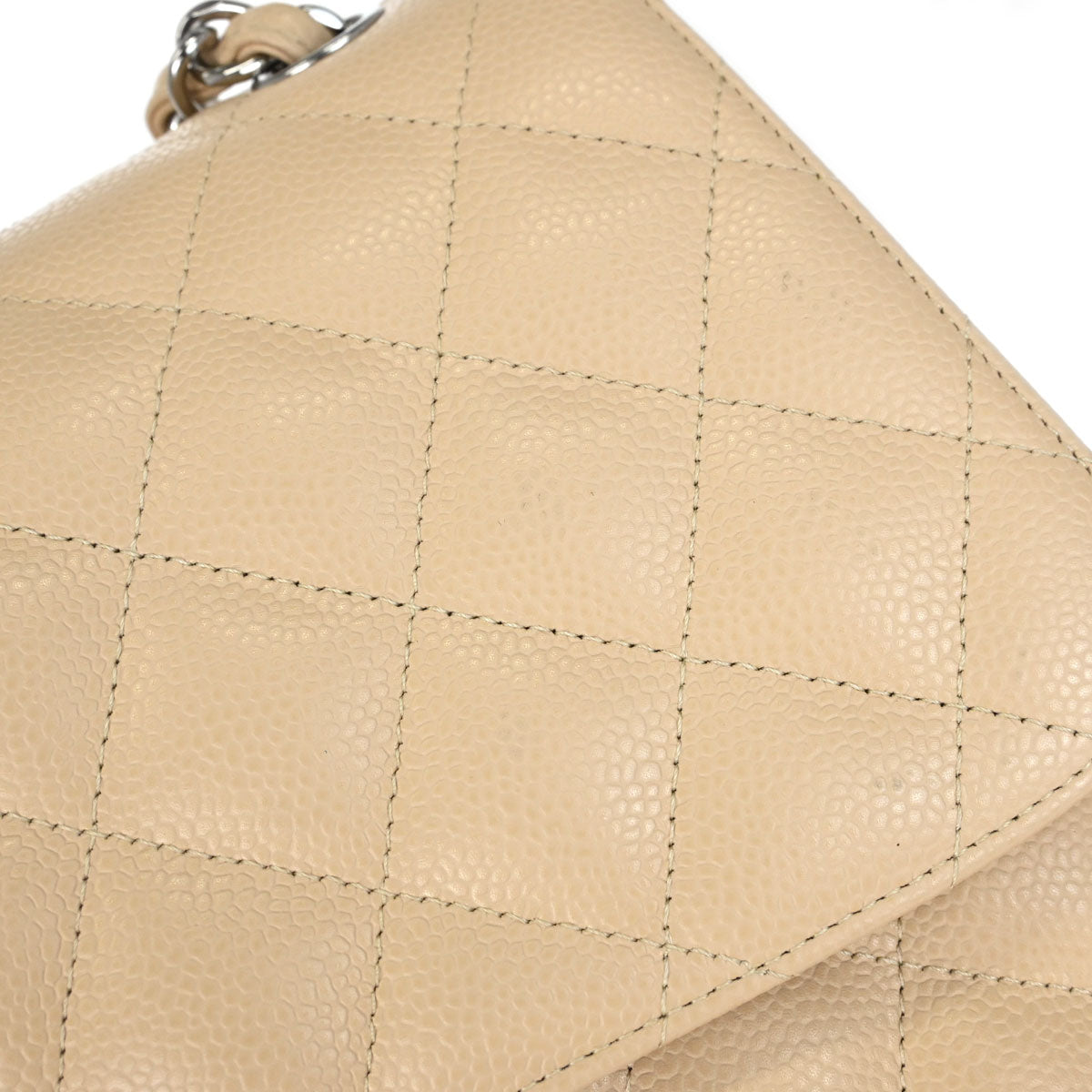 Chanel 2012 Beige Caviar Skin Jumbo Classic Double Flap Shoulder Bag
