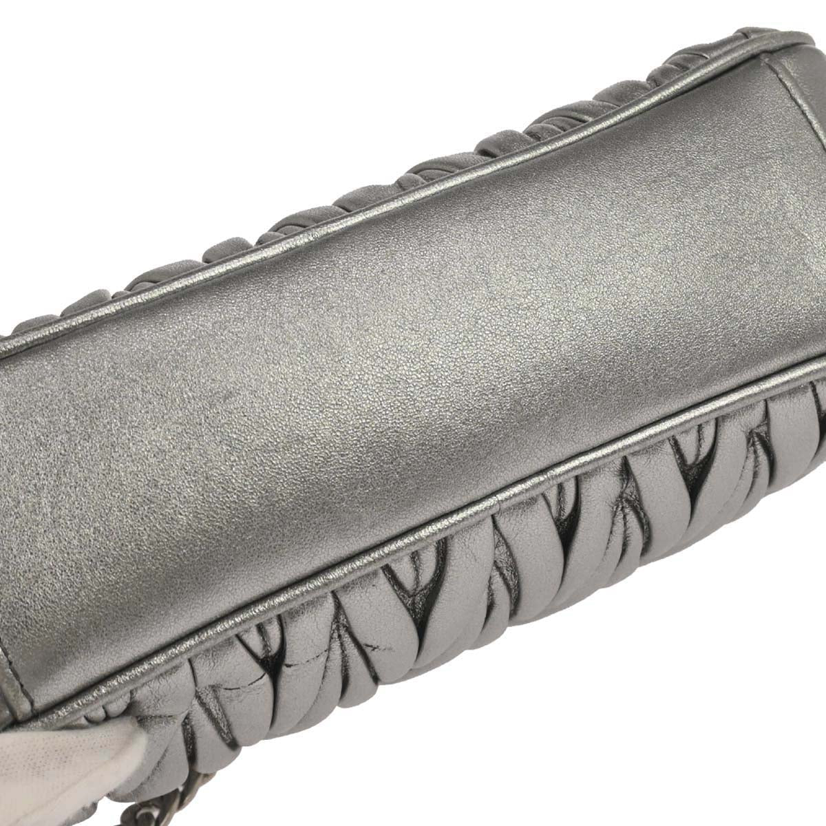Miu Miu Metallic Silver Lambskin Matelasse Shoulder Bag
