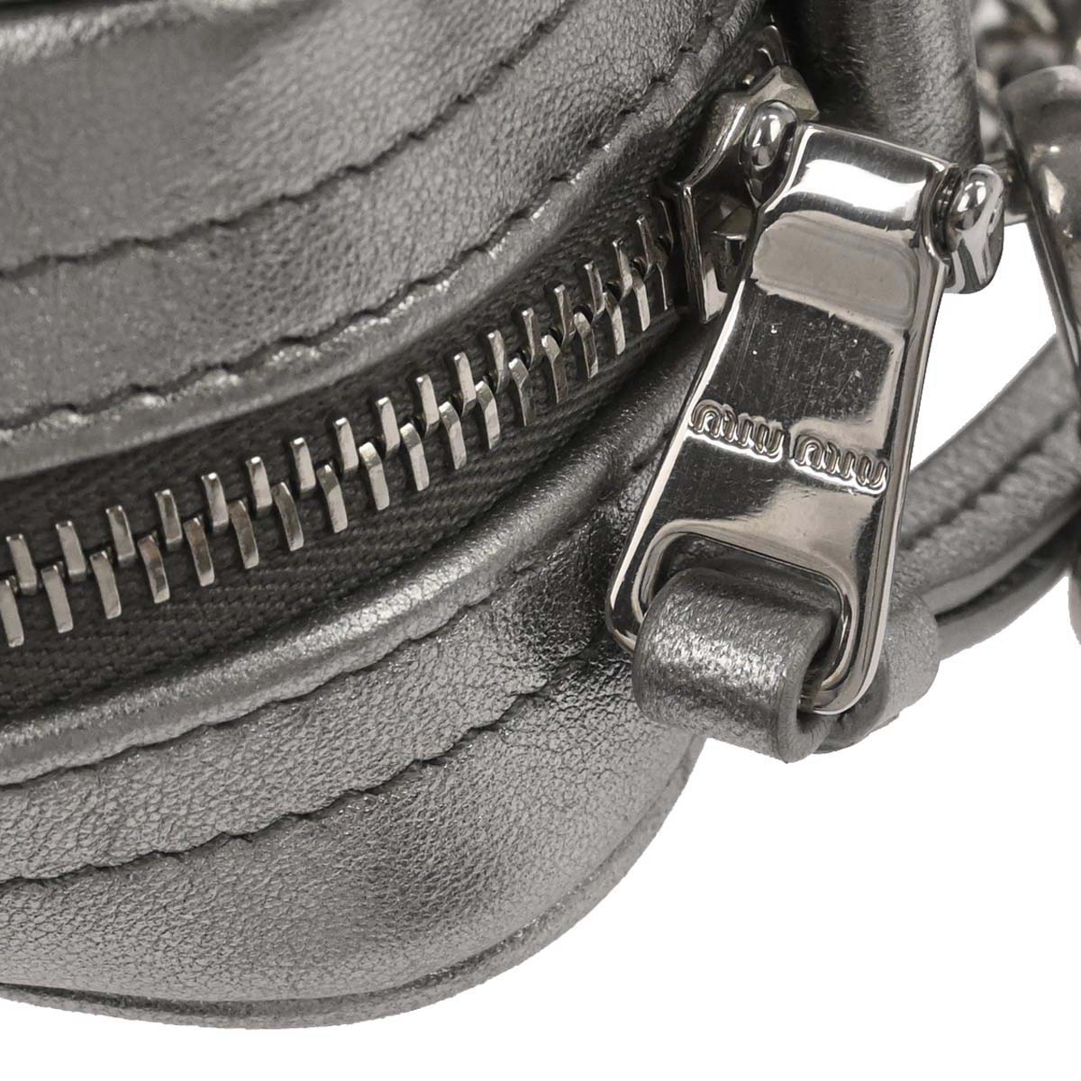 Miu Miu Metallic Silver Lambskin Matelasse Shoulder Bag