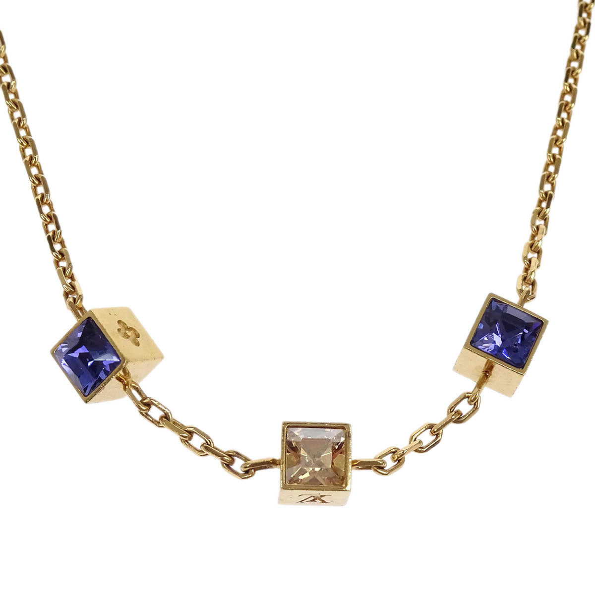 Louis Vuitton 2013 Collier Gamble Necklace Rhinestone Gold M65096 OB0143