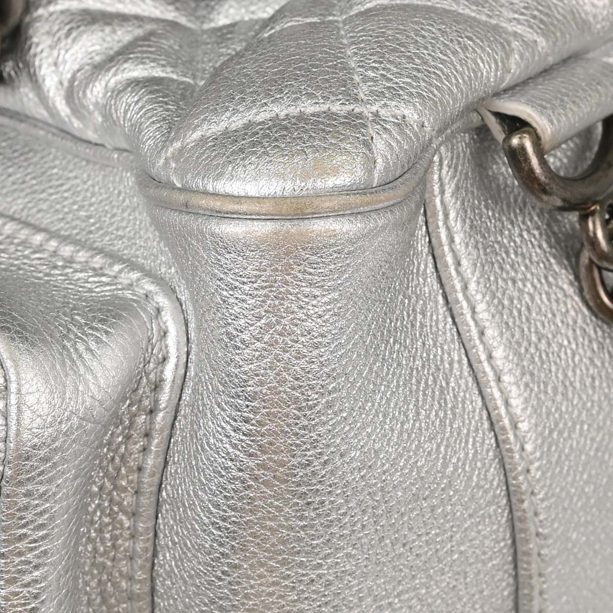 Chanel Metallic Silver Calfskin Casual Rock Backpack