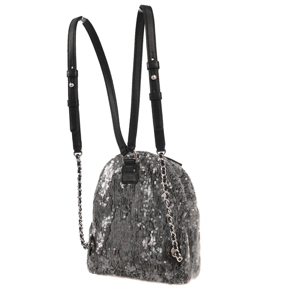 Chanel 2018 Gray Sequins Waterfall Backpack