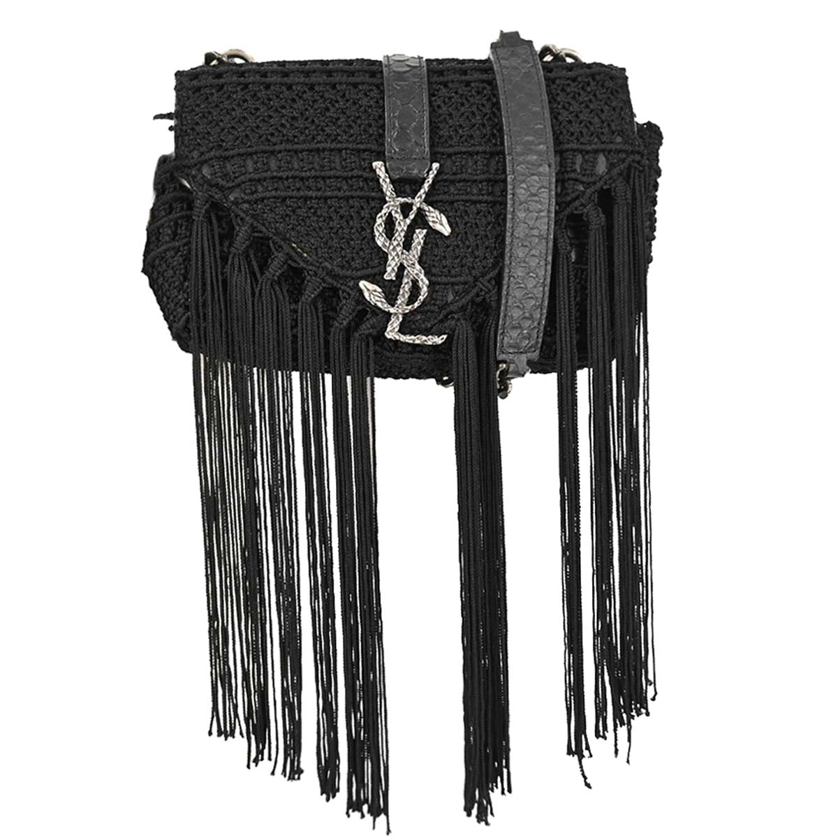 Saint Laurent Black Baby Crochet Chain Shoulder Bag