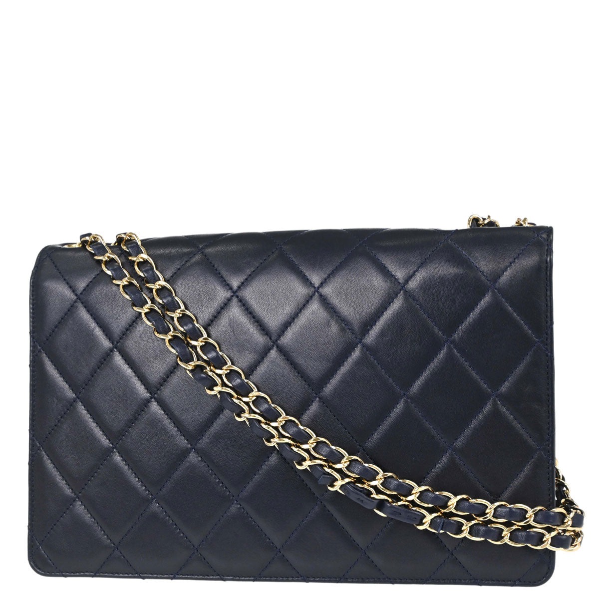 Chanel Navy Lambskin Golden Class Flap Shoulder Bag