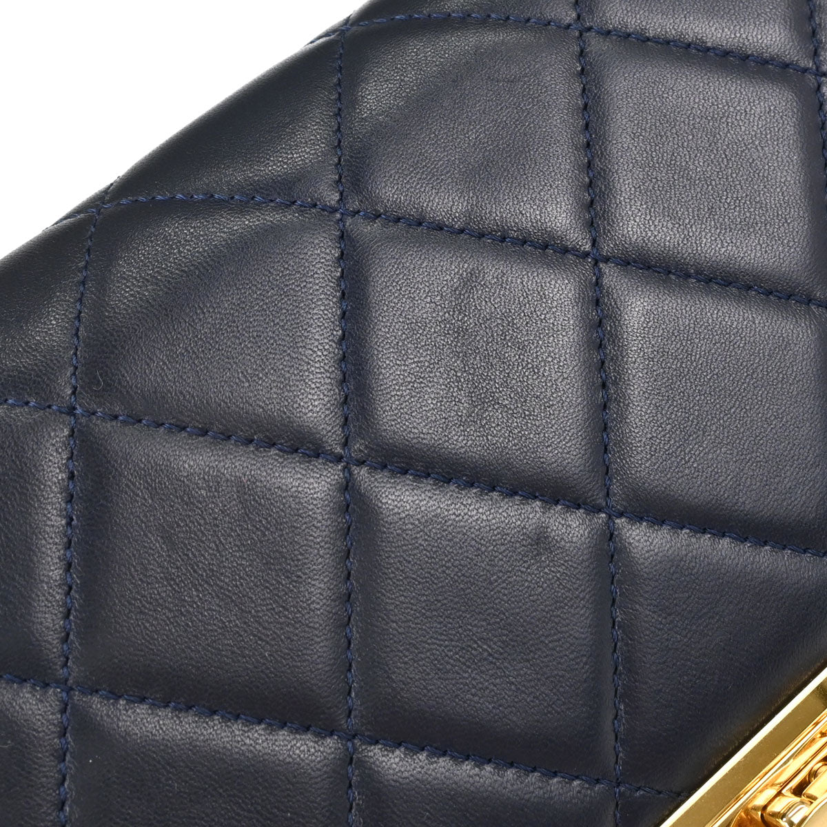 Chanel Navy Lambskin Golden Class Flap Shoulder Bag