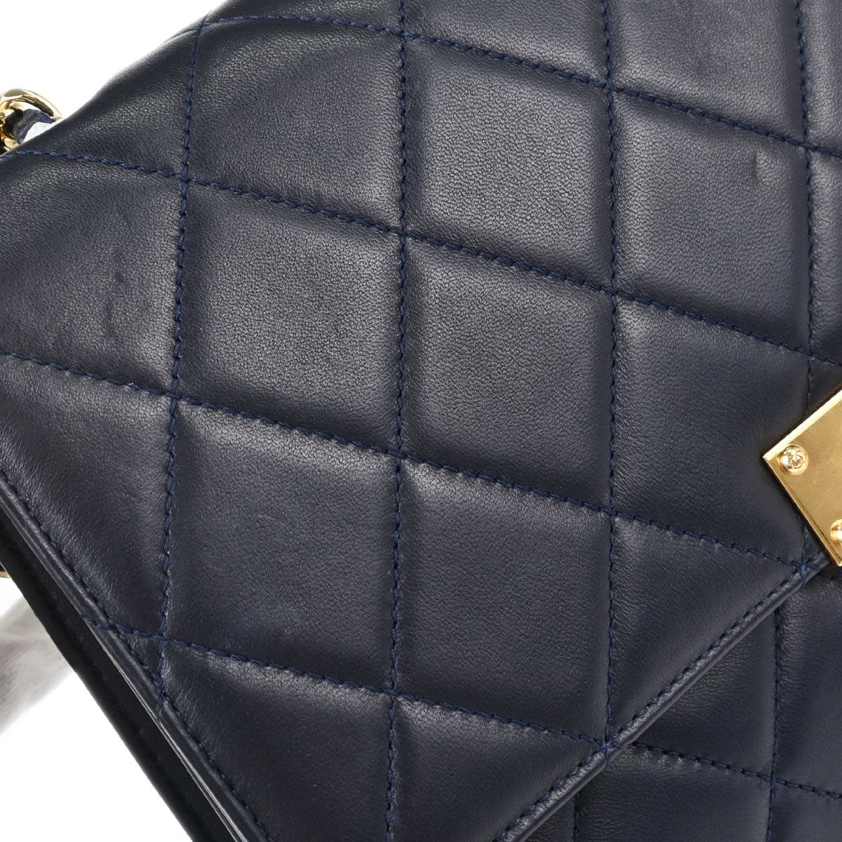 Chanel Navy Lambskin Golden Class Flap Shoulder Bag