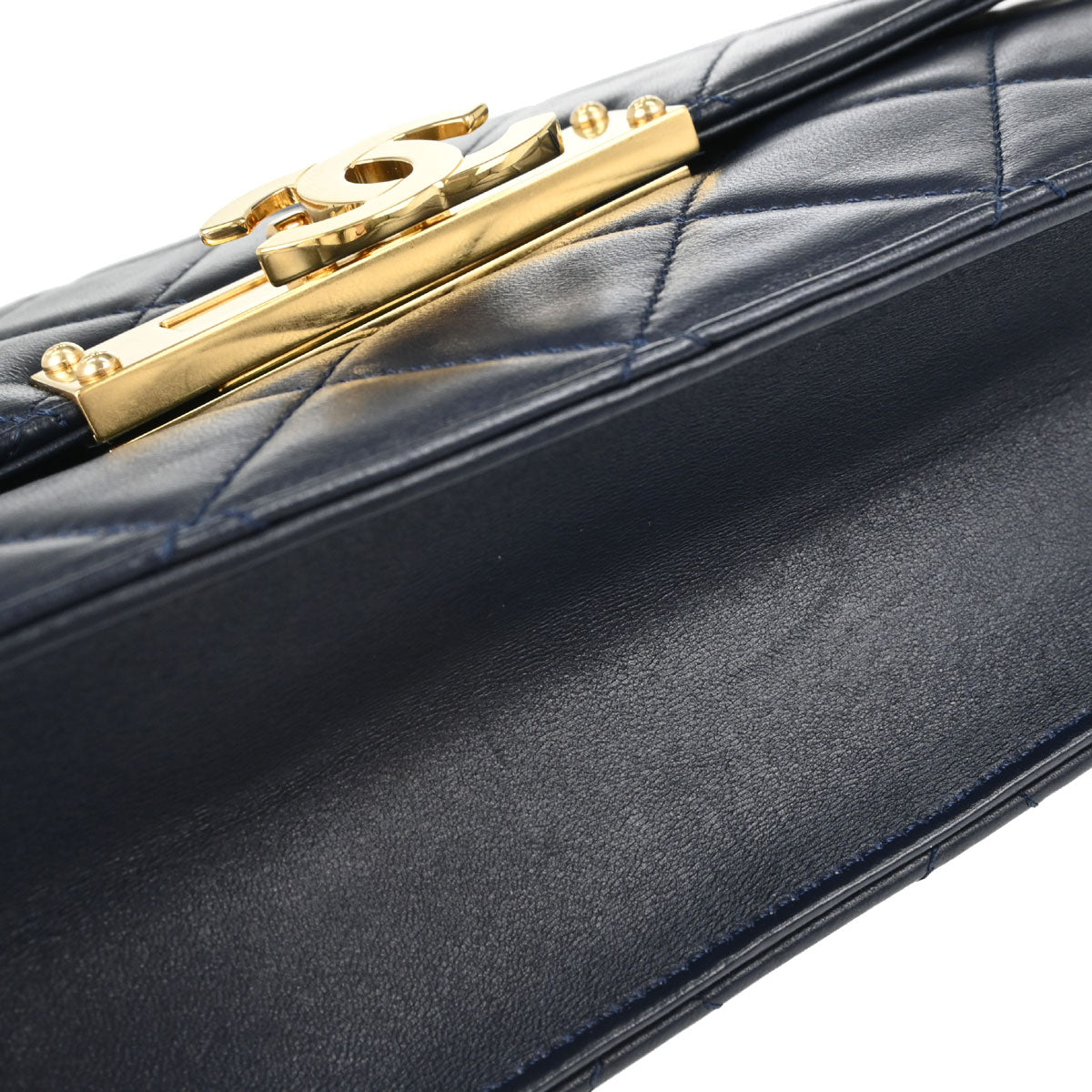 Chanel Navy Lambskin Golden Class Flap Shoulder Bag