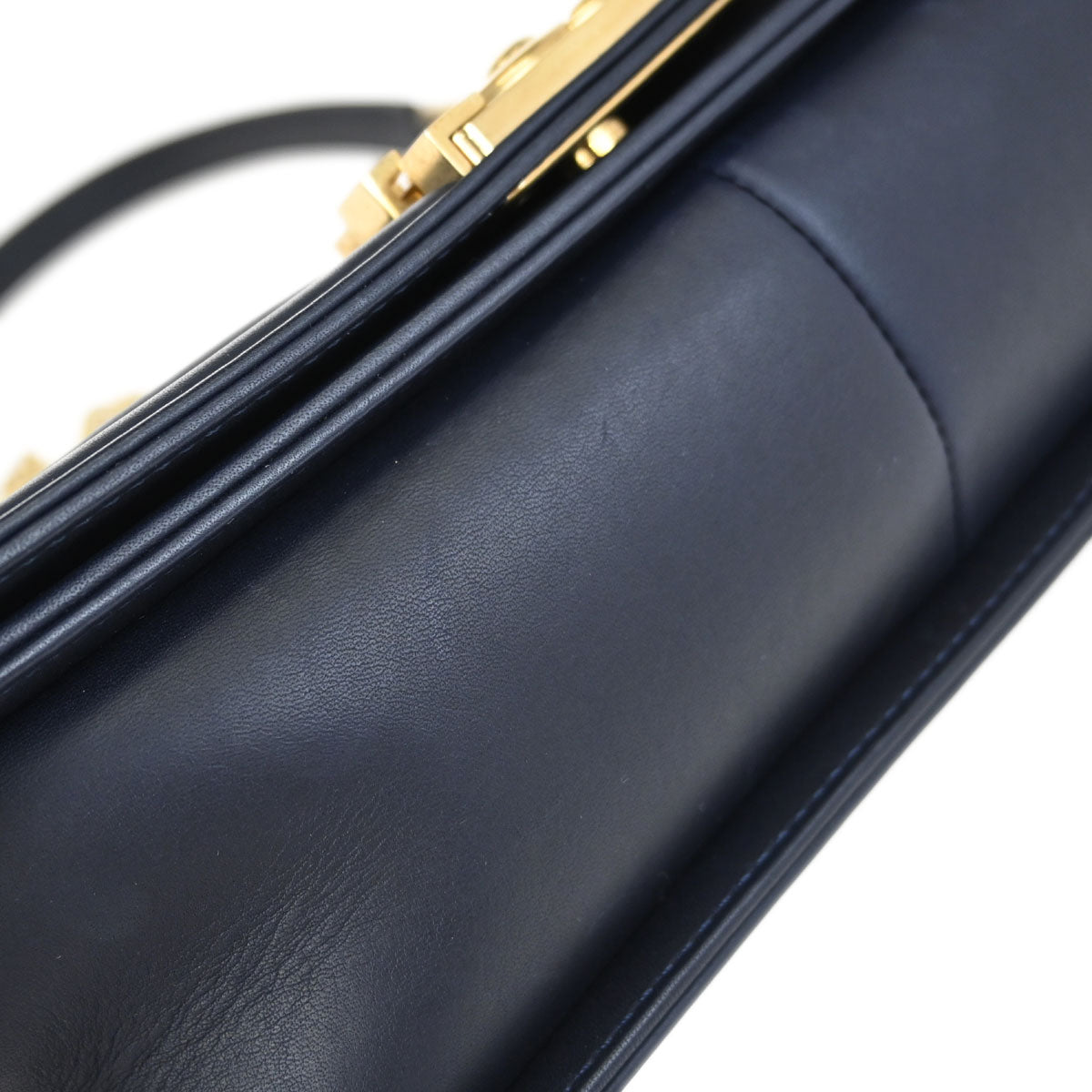 Boy Chanel 2016-2017 Black Navy Calfskin Medium Chain Shoulder Bag