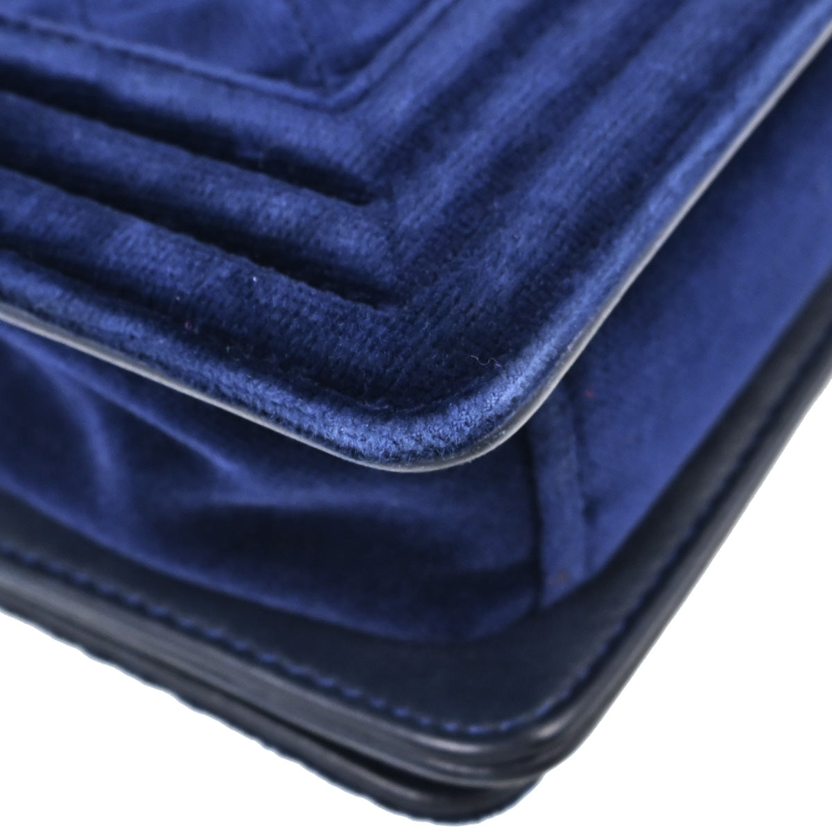 Boy Chanel 2012-2013 Navy Velvet Small Chain Shoulder Bag