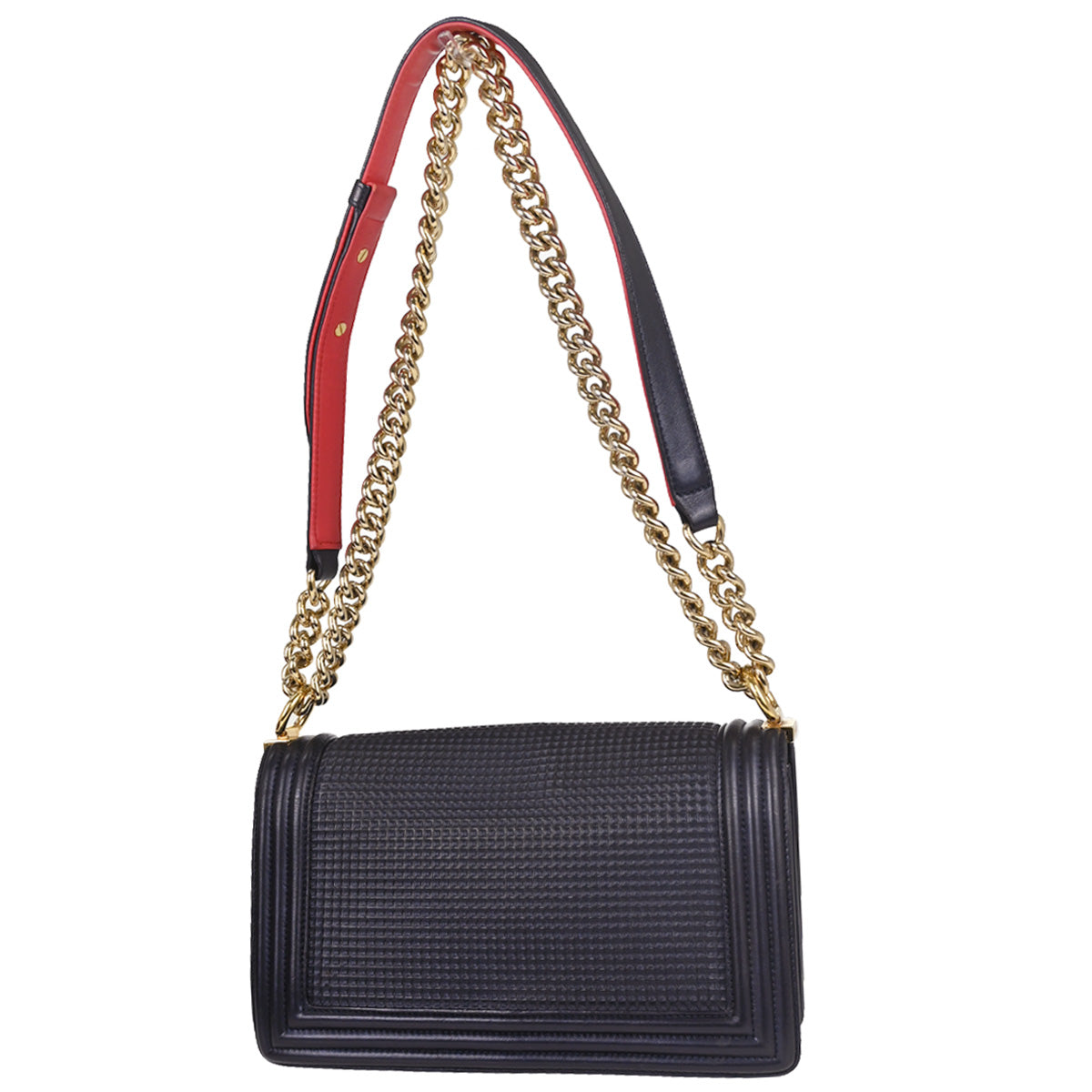 Boy Chanel 2013-2014 Navy Cube Embossed Lambskin Medium Shoulder Bag