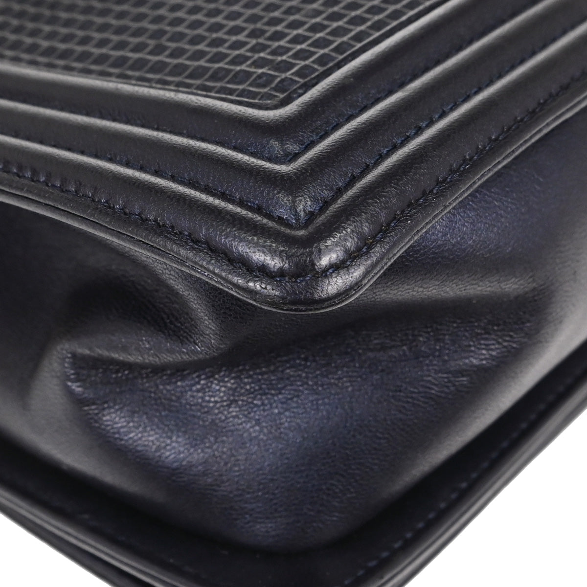 Boy Chanel 2013-2014 Navy Cube Embossed Lambskin Medium Shoulder Bag