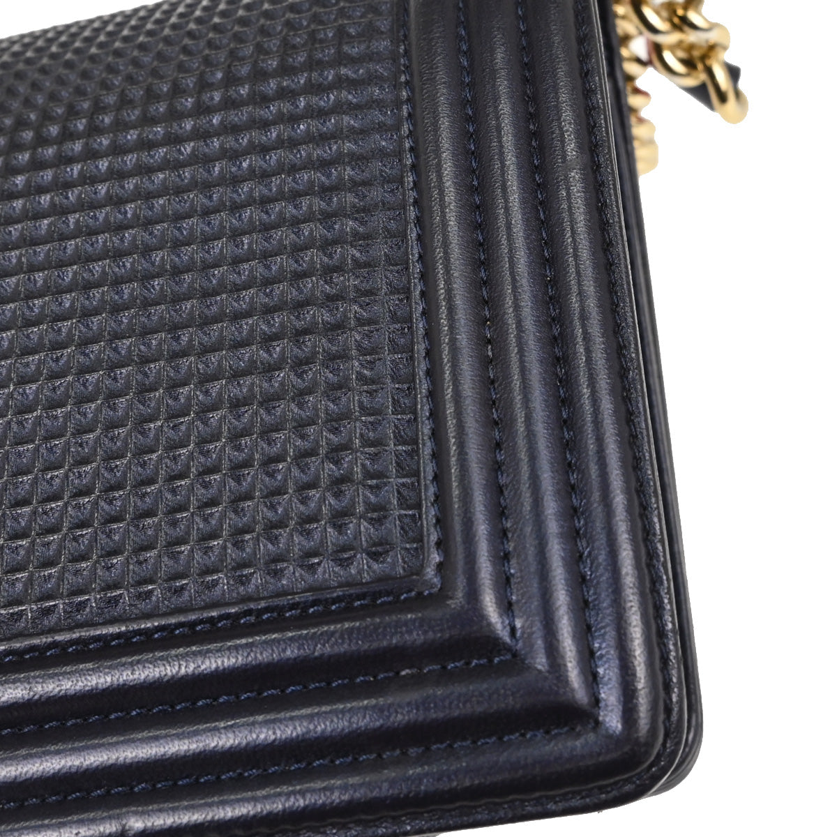 Boy Chanel 2013-2014 Navy Cube Embossed Lambskin Medium Shoulder Bag