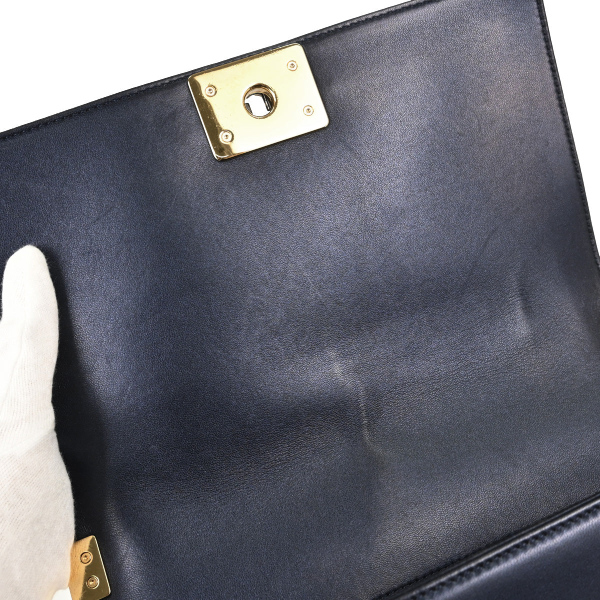 Boy Chanel 2013-2014 Navy Cube Embossed Lambskin Medium Shoulder Bag