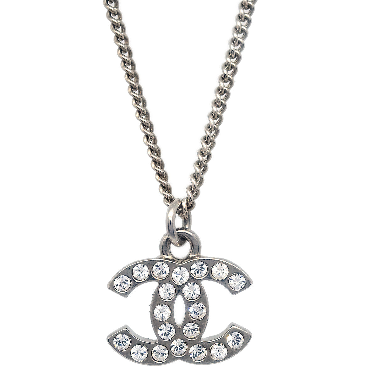 Chanel 2011 Crystal & Silver CC Necklace