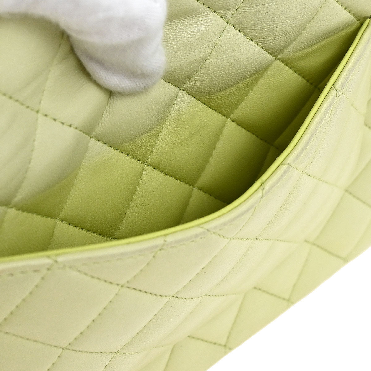 Chanel * 2011 Light Green Lambskin Medium Classic Double Flap Shoulder Bag
