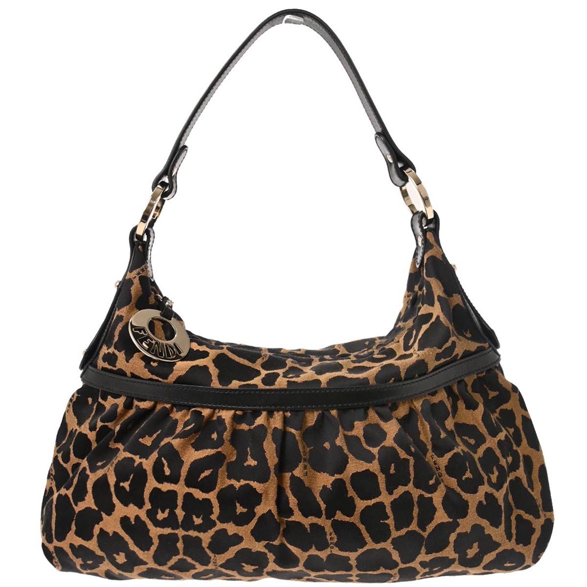 Fendi Black Brown Leopard Print Handbag