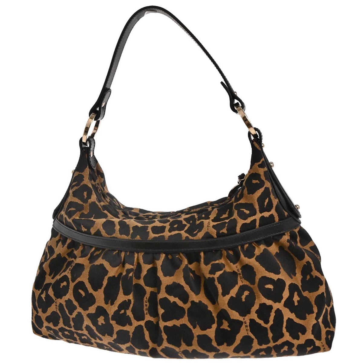 Fendi Black Brown Leopard Print Handbag