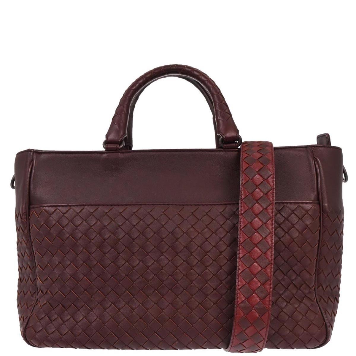 Bottega Veneta Bordeaux Lambskin Intrecciato 2way Shoulder Handbag